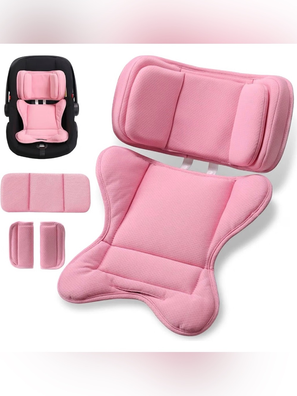 Pink Infant Car Seat Insert - Soft Breathable Support